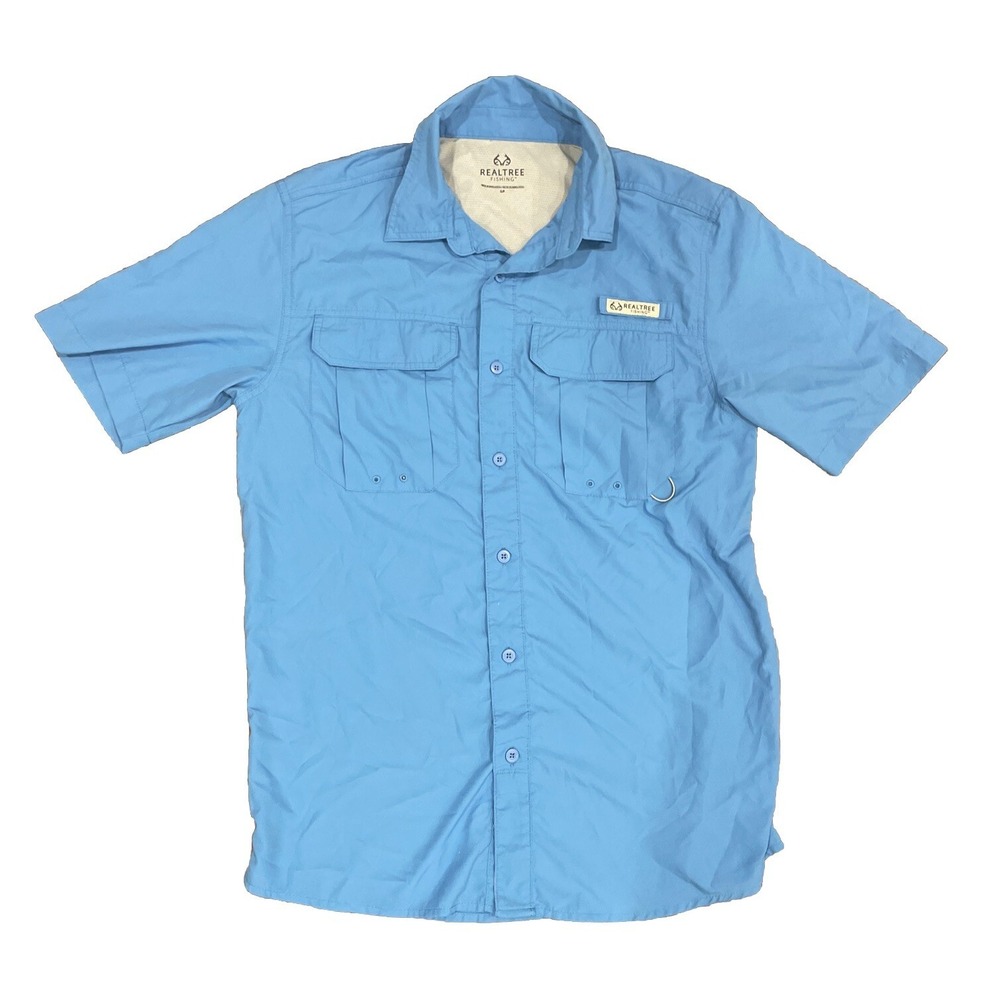 Realtree Fishing Shirt Mens Royal Blue Vented Boating Lightweight Outdoors Small